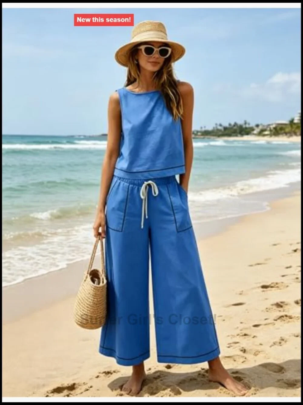 Women's 2 Piece Tank Top Wide Leg Pants Set Lounge Travel Outfit